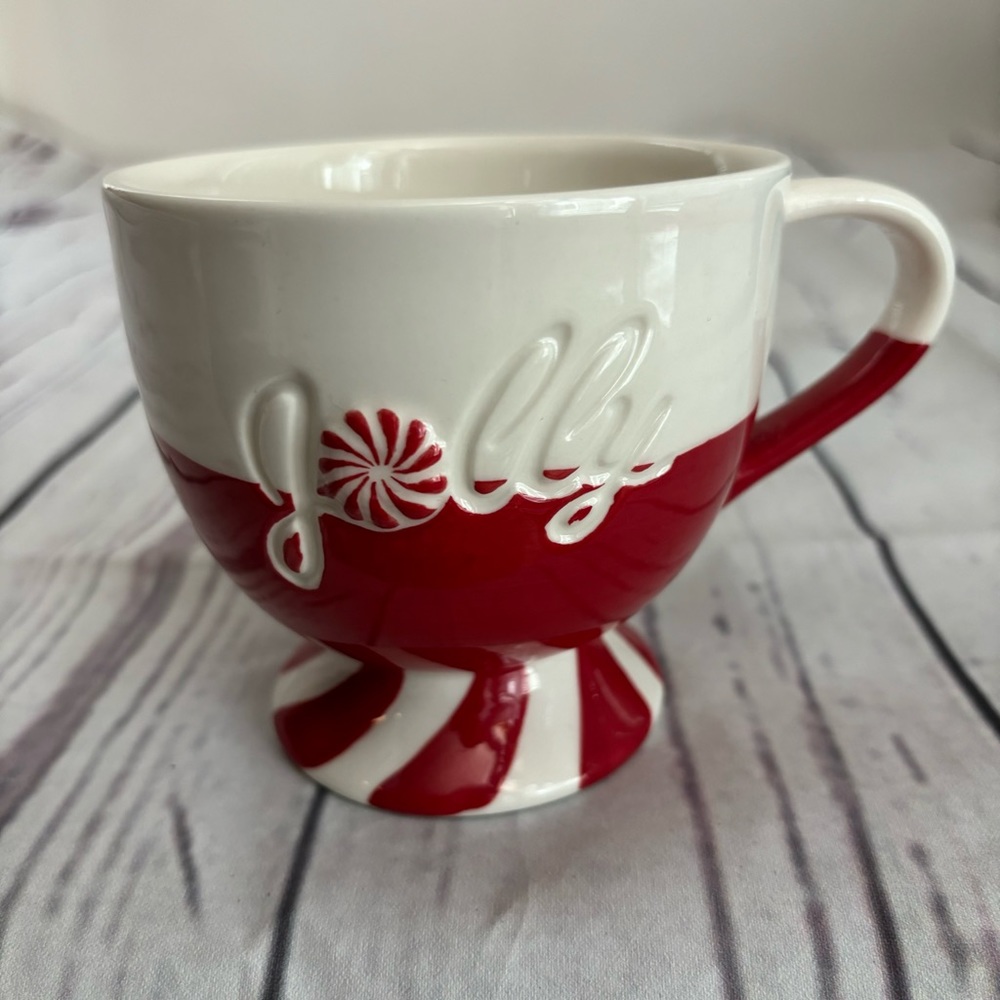 Starbucks Coffee Jolly Peppermint Candy Holiday 2007 Footed Cup